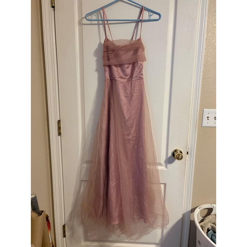 RIHOAS Maxi Gown Womens XS Pink NEW Tulle Overlay Lace Up Back Dress Formal